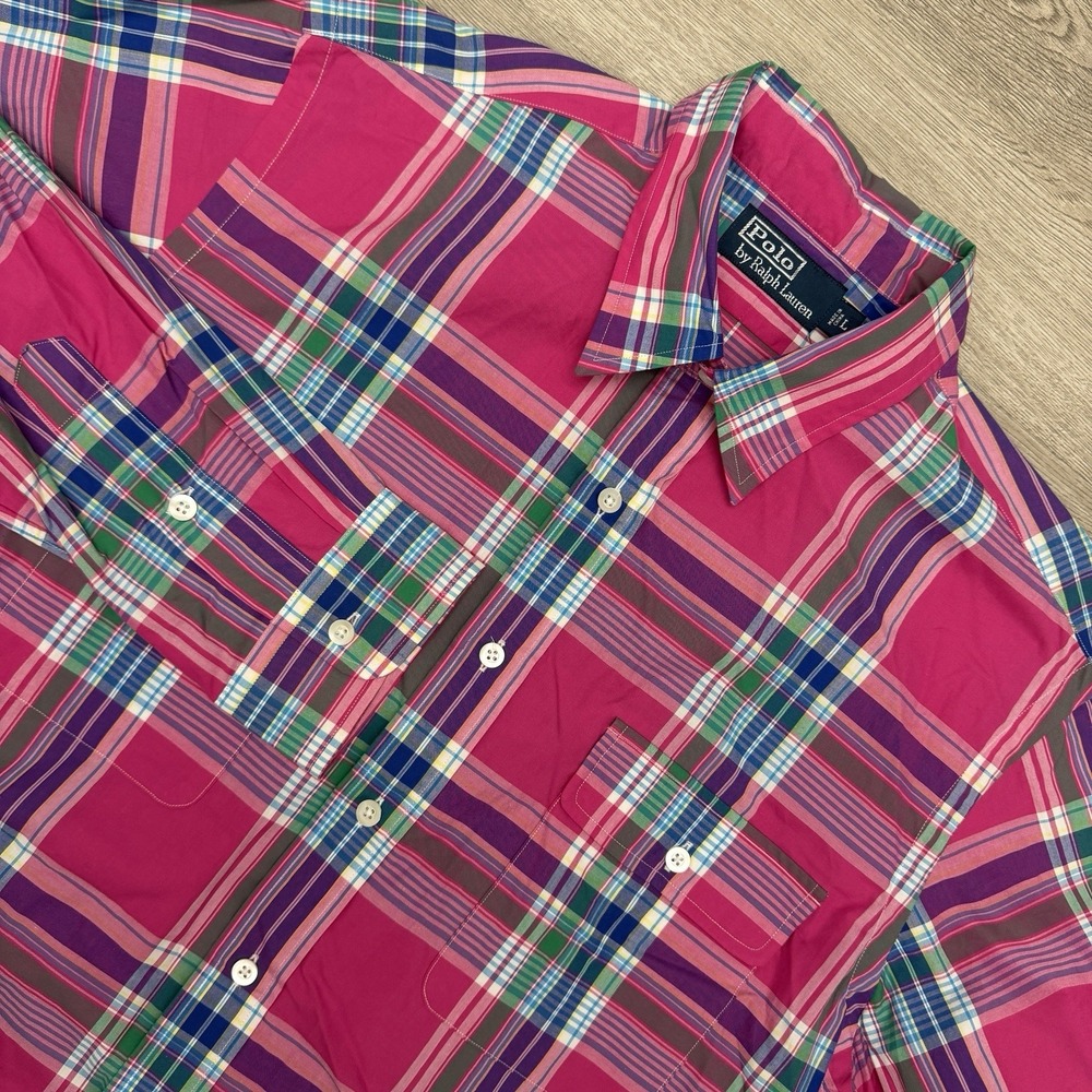Polo Ralph Lauren Classic Fit Shirt Mens L Pink Plaid Button Down Cotton NWOT - Picture 1 of 10